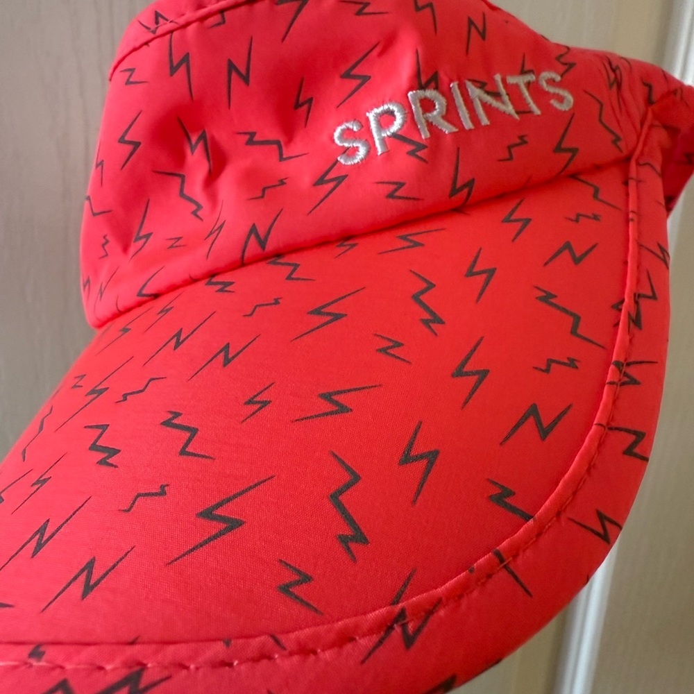 Hot pink Sprints Visor with Black Lightning Pattern